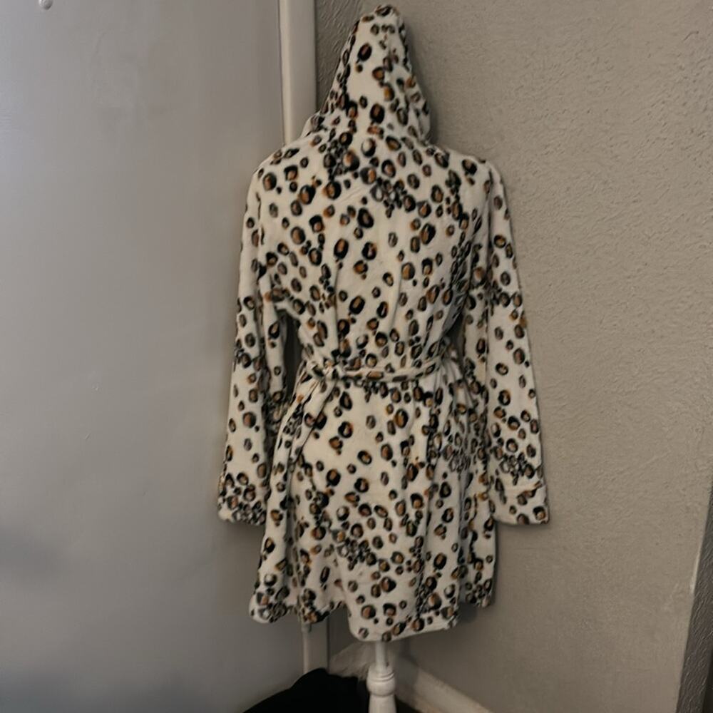 Joe Boxer Hooded Animal Print Robe Tie w/Belt M Sleepwear Cozycore Print College - Picture 2 of 9